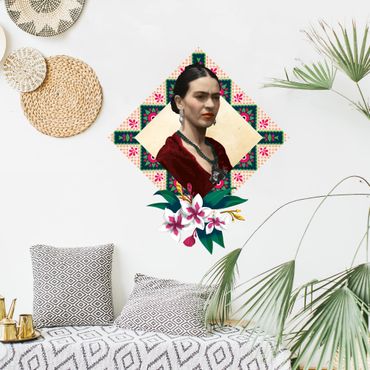 Naklejka na ścianę - Frida Kahlo - Kwiaty i geometria