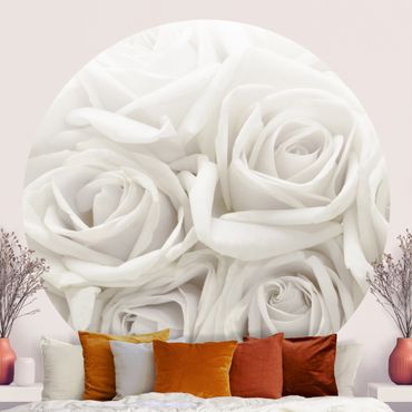 Okrągła tapeta samoprzylepna - Białe róże