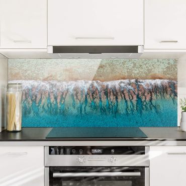 Panel szklany do kuchni - Fala na plaży