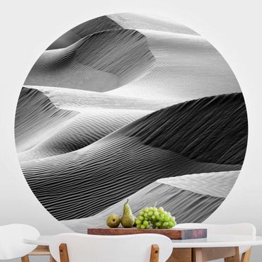 Okrągła tapeta samoprzylepna - Wzór fali w piasku pustyni