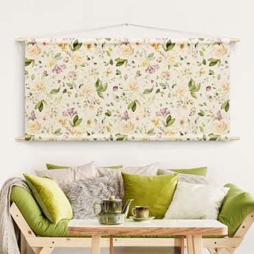 Makatka - Wildflowers and White Roses Watercolour Pattern