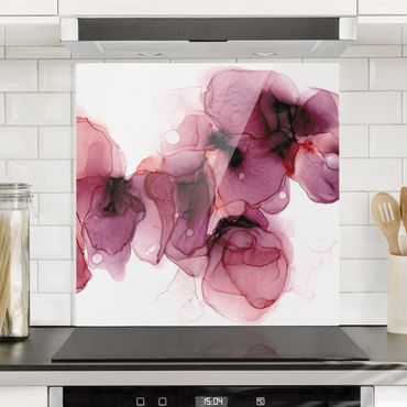 Panel szklany do kuchni - Dzikie kwiaty w kolorze purpury i złota