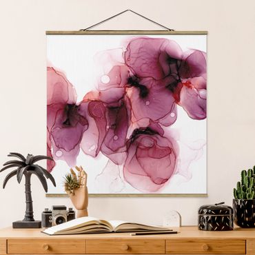 Plakat z wieszakiem - Dzikie kwiaty w kolorze purpury i złota