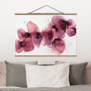Plakat z wieszakiem - Dzikie kwiaty w kolorze purpury i złota