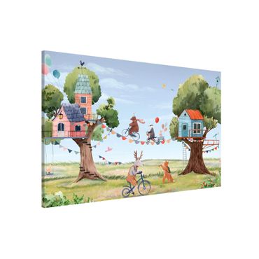 Tablica magnetyczna - Dzika zabawa między domkami na drzewie