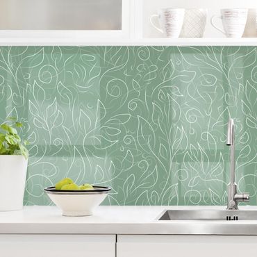 Panel ścienny do kuchni - Wzór dzikiej rośliny na zieleni II