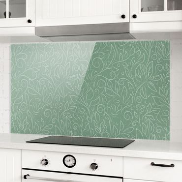 Panel szklany do kuchni - Wzór dzikiej rośliny na zielonym tle