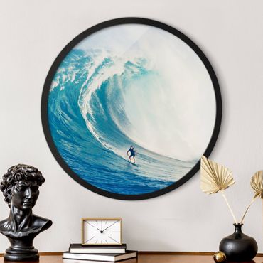 Okrągły obraz z ramką - Dziki surfing