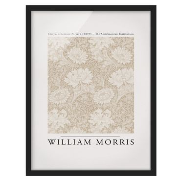 Plakat w ramie - William Morris - Wzór chryzantemy beżowy