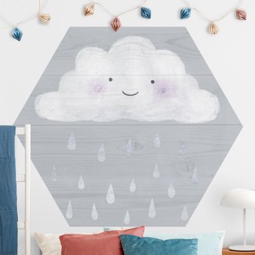 Sześciokątna tapeta samoprzylepna - Chmura z kroplami srebrnego deszczu