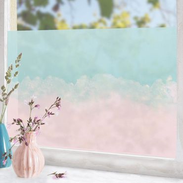 Folia okienna - Pochmurna gra kolorów różowy turkusowy
