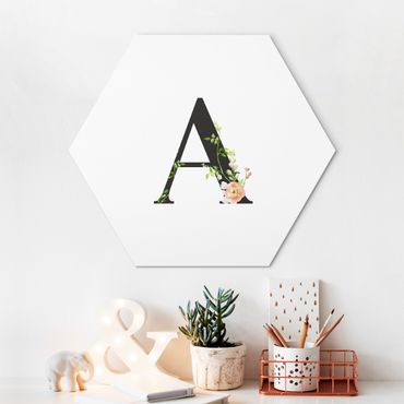 Obraz heksagonalny z Alu-Dibond - Pożądany list Akwarelowe kwiaty