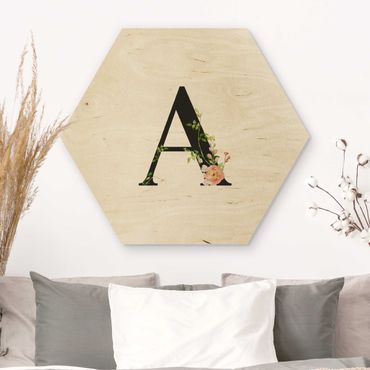 Obraz heksagonalny z drewna - Pożądany list Akwarelowe kwiaty