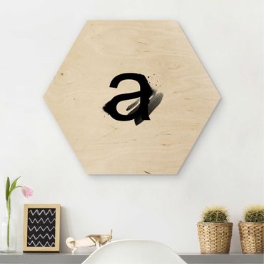 Obraz heksagonalny z drewna - Pożądany list Akwarela czarna