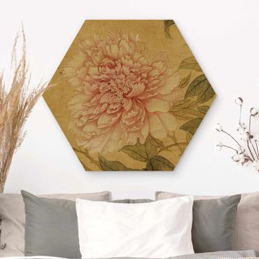 Obraz heksagonalny z drewna - Yun Shouping - Chrysanthemum