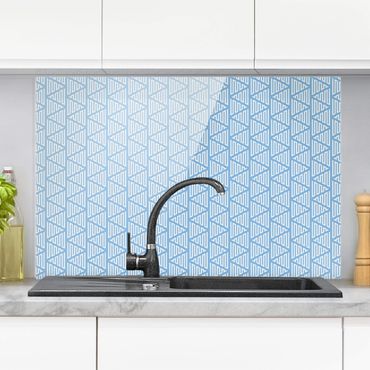 Panel szklany do kuchni - Wzór w trójkąty rozwidlone w kolorze niebieskim