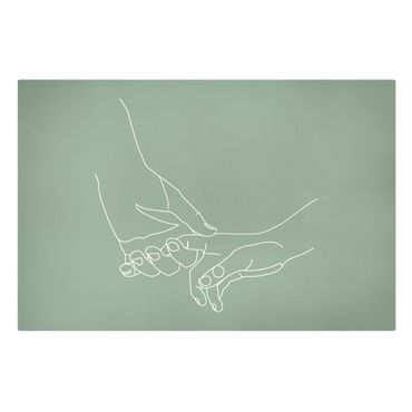 Obraz na płótnie - Tender Hands Line Art w kolorze zielonym - Format poziomy 3:2