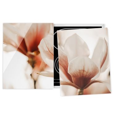 Pokrywa kuchenki - Delikatne kwiaty magnolii w grze świateł