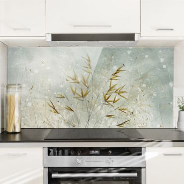 Panel szklany do kuchni - Delikatne gałązki w zimowej mgle