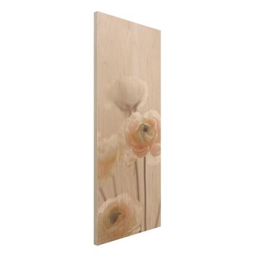 Obraz z drewna - Czuły krzew o różowych kwiatach