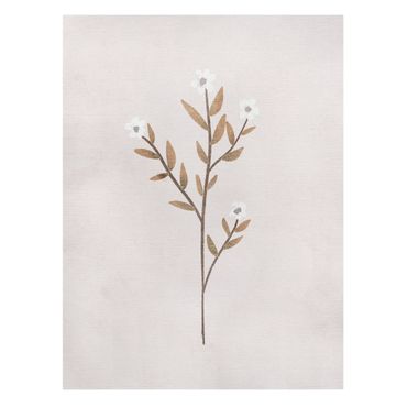 Obraz na płótnie - Delikatna gałązka z białymi kwiatami - Format pionowy 3:4