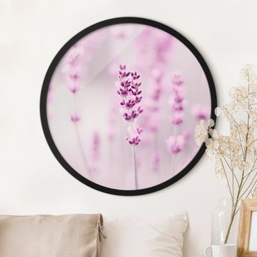 Okrągły obraz w ramie - Pale Purple Lavender