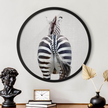 Okrągły obraz z ramką - Zebra od tyłu