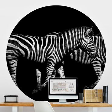 Okrągła tapeta samoprzylepna - Zebra przed Czarnym