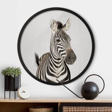 Okrągły obraz z ramką - Zebra Zilla