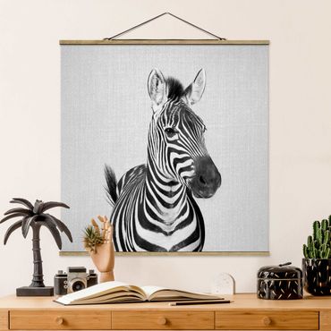 Plakat z wieszakiem - Zebra Zilla Black And White - Kwadrat 1:1