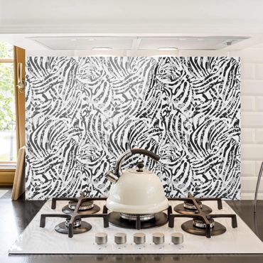Panel szklany do kuchni - Wzór zebry w odcieniach szarości