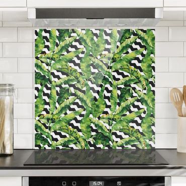 Panel szklany do kuchni - Wzór geometryczny w dżungli Zig Zag