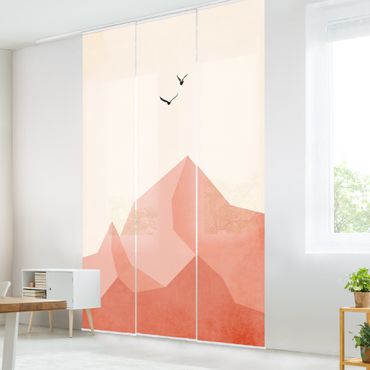 Zasłony panelowe zestaw - Zugspitze w różowym kolorze