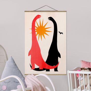 Plakat z wieszakiem - Dwa dinozaury w promieniach słońca