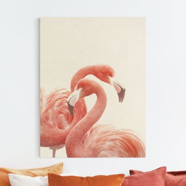 Obraz na naturalnym płótnie - Dwa flamingi