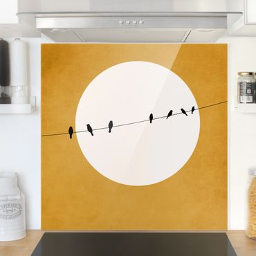 Panel szklany do kuchni - Świergot ptaków o zmierzchu
