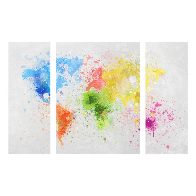 Obrazy na szkle mapy Mapa świata z kolorowym rozbryzgiem