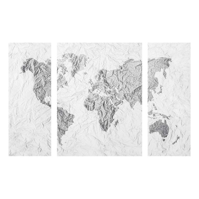 Obrazy na szkle mapy Papierowa mapa świata biała szara