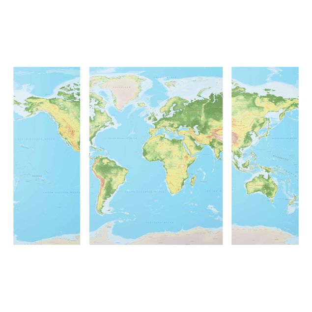 Obrazy na szkle mapy Fizyczna mapa świata