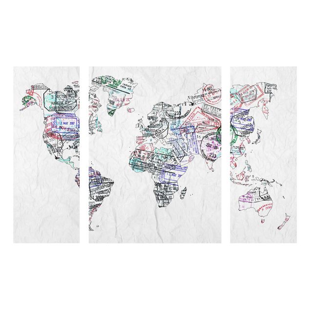 Obrazy na szkle mapy Mapa świata z pieczątką paszportową