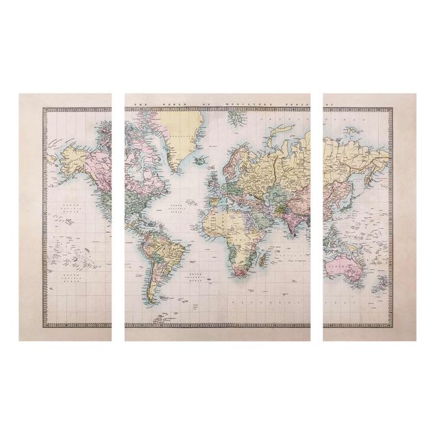 Obrazy na szkle mapy Dawna mapa świata, ok. 1850 r.