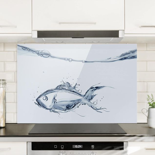 Dekoracja do kuchni Płynna srebrna ryba