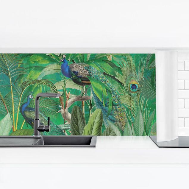 Panel ścienny do kuchni - Pawiaki w dżungli