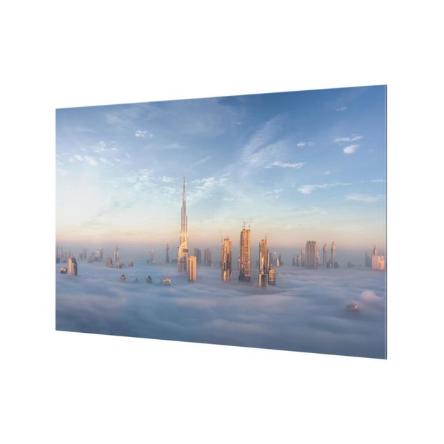 Panel szklany do kuchni - Dubaj ponad chmurami
