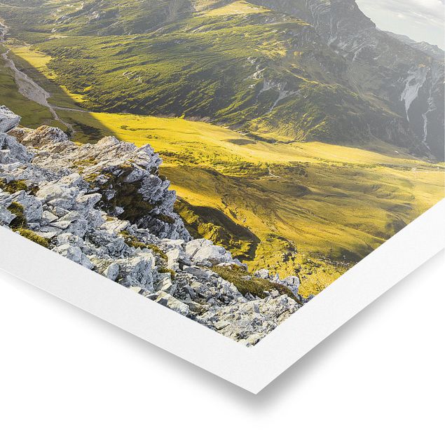 Obrazy góry Góry i dolina w Alpach Lechtalskich w Tyrolu