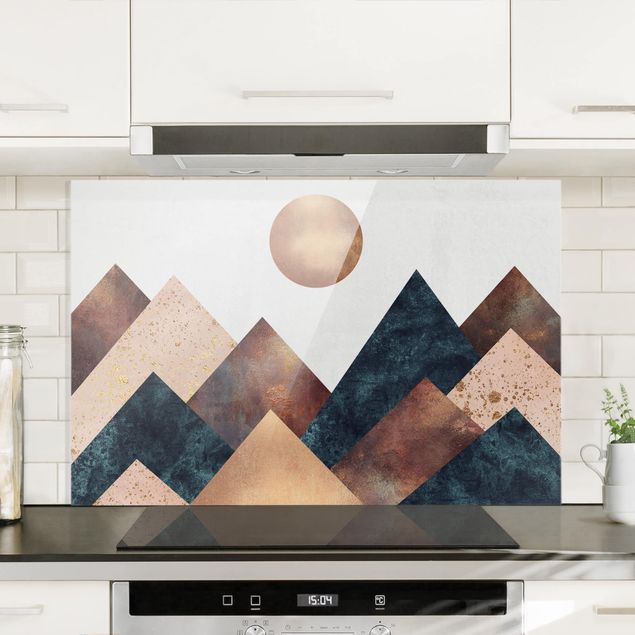 Dekoracja do kuchni Geometryczne góry brązowy