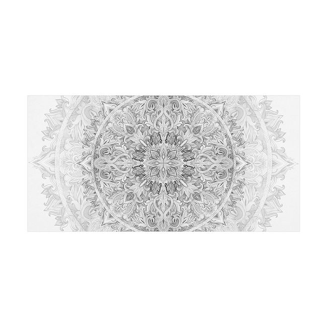 dywan nowoczesny Mandala akwarelowy wzór ornamentu czarno-biały