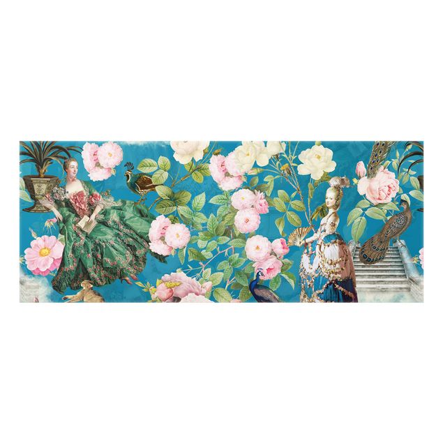 Panel kuchenny - Opulent Dress In A Rose Garden On Blue - Panorama 1:1