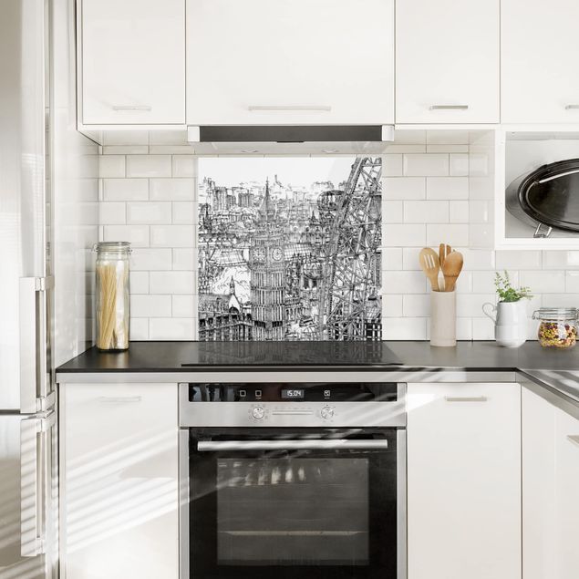 Panele szklane do kuchni Studium miasta - London Eye