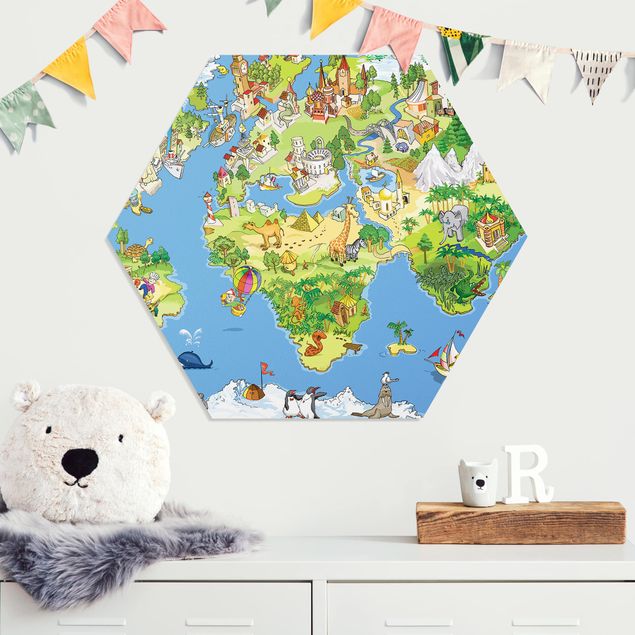 Pokój niemowlęcy i dziecięcy  Wielka i śmieszna mapa świata